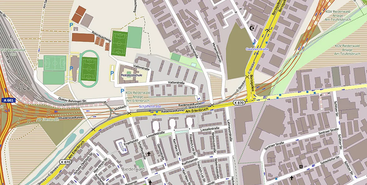 Lageplan für Baugrunduntersuchung und geotechnische Planung im Straßenbau