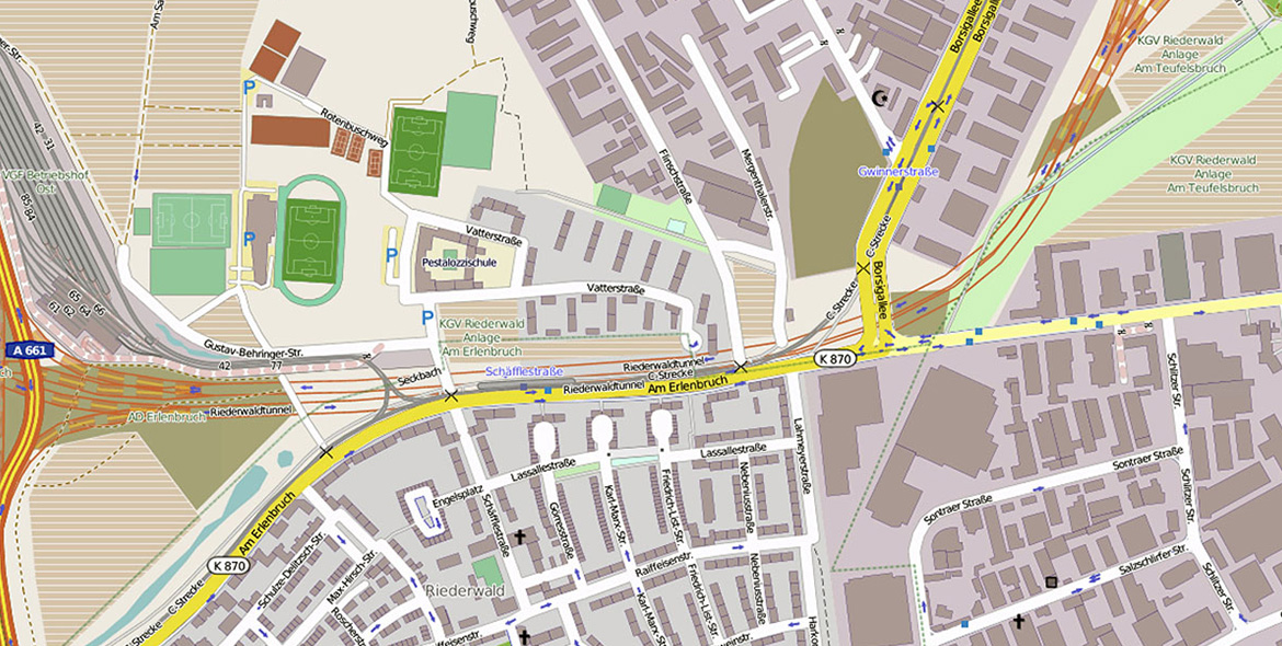 Lageplan für Baugrunduntersuchung und geotechnische Planung im Straßenbau